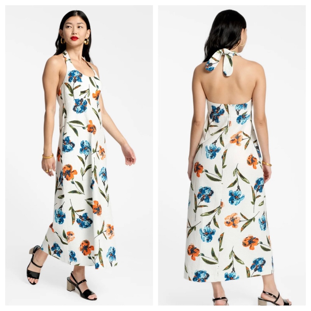Frances Valentine Floral Iris Malia Halter Dress